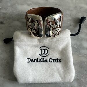 Daniella Ortiz Silver and Brown Cuff Bracelet